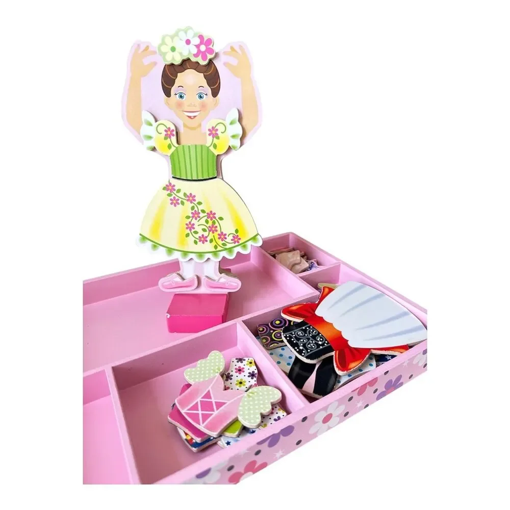 MELISSA & DOUG Nina Ballerina Deluxe 30 Piece Magnetic Dress Up Doll Ballet Toy